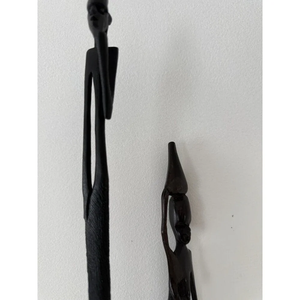 Hand-Carved African Tribal Wood Figures Man & Woman Set 17.5” Ethnic Decor